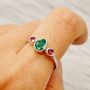 Emerald Pink Tourmaline Silver Ring, thumbnail 1 of 6