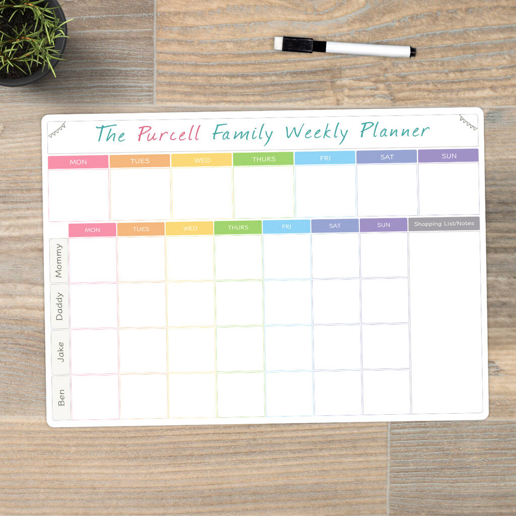 Personalised Weekly Family Planner Whiteboard, 1 of 9