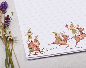 A4 Letter Writing Paper With Christmas Elves And Reindeer, 4 of 6