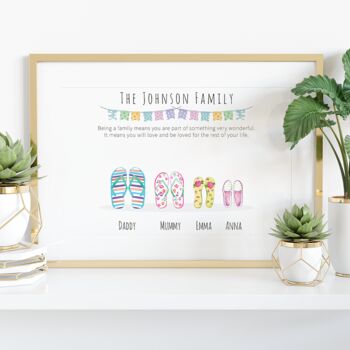 Personalised Family Print With Watercolor Flip Flops, 2 of 7