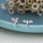 Extra Tiny Mismatched Dragon Stud Earrings In Sterling Silver, thumbnail 1 of 12