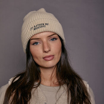 Embroidered I'd Rather Be Reading Beanie Hat, 4 of 6