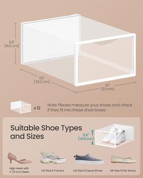 Clear Shoe Boxes Set Of Twelve Organisers, 2 of 6