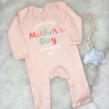 Personalised Happy First Mother's Day Bright Babygrow, 7 of 9