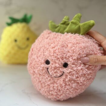 Plush Strawberry Soft Toy – Smiley Fruit Cuddly – Cute Gift For Kids, 5 of 7