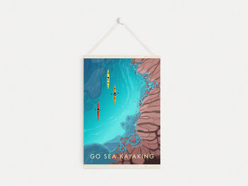 Go Sea Kayaking Travel Poster Art Print, 6 of 8