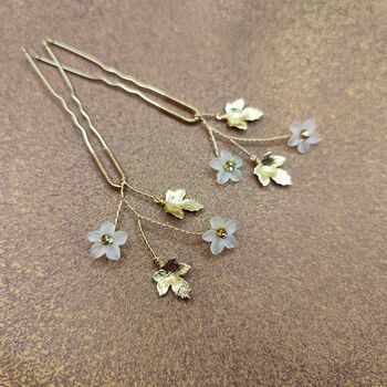 Set Of Two Floral Bridal Hair Pins, 8 of 13