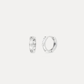 Sterling Silver Patterned Huggie Hoop Earring For Men, 3 of 10