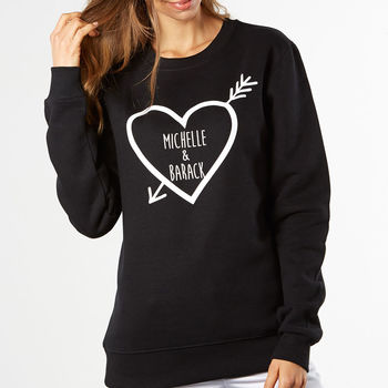 Personalised Love Heart Names Sweatshirt, 2 of 3