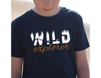 'Wild Explorer' Childrens Slogan T Shirt, 2 of 2