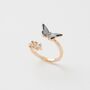 Enamel Blue Butterfly Ring, thumbnail 2 of 7