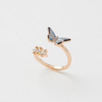 Enamel Blue Butterfly Ring, 2 of 7