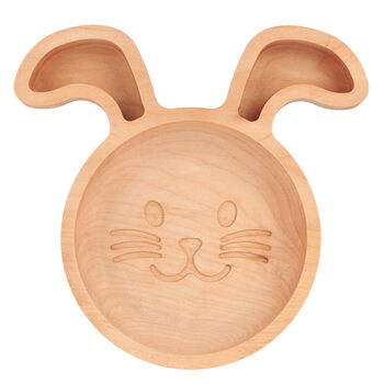 Personalised Wooden Rabbit Plate Made In Britain, 2 of 7