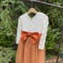 Long Sleeve Lace Burnt Orange Tulle Dress, thumbnail 2 of 7