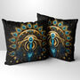 Celestial Aviary Art Deco Peacock Poly Linen Cushion, thumbnail 1 of 6