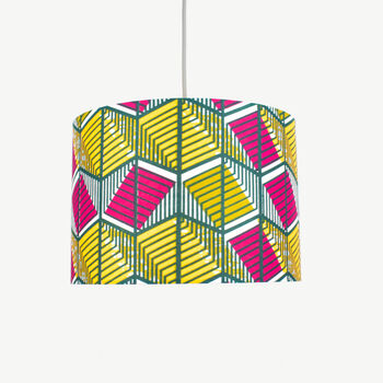Pink And Yellow Geometric African Print Lampshade, 2 of 7
