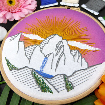 Sunlit Mountain Embroidery Kit, 2 of 8