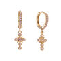 Isabella Pink Gold Cross Huggie Earrings, thumbnail 1 of 2