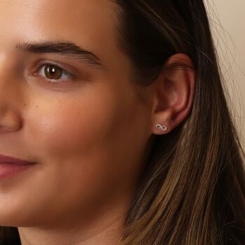 Sterling Silver Infinity Stud Earrings, 3 of 7