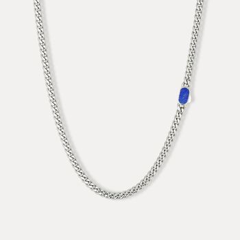 Gold Lapis Lazuli Gemstone Cuban Chain Necklace Chain For Men, 5 of 12