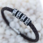 Mens Personalised Leather Bracelet With Engraved Rings, thumbnail 9 of 10