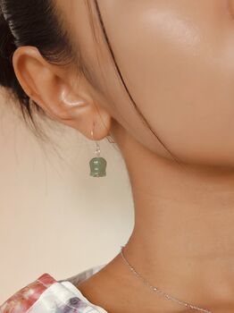 Green Aventurine Jade Lily Sterling Silver 925 Dangle Earrings, 3 of 6