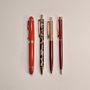 Red And Burgundy Rose Gold Four Piece Pen Gift Set, thumbnail 2 of 9