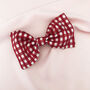 Red Gingham Print Silk Lily Hair Bow, thumbnail 1 of 2