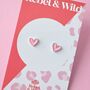 Mini Pink Heart Enamel Stud Earrings, thumbnail 1 of 2