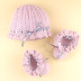 Handmade Organic Hat And Booties Pink, thumbnail 5 of 5