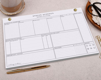 Habit Tracker Personalised Weekly Planner Desk Pad, 2 of 4