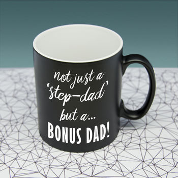 'Bonus Dad' Personalised Black Matte Mug, 3 of 3