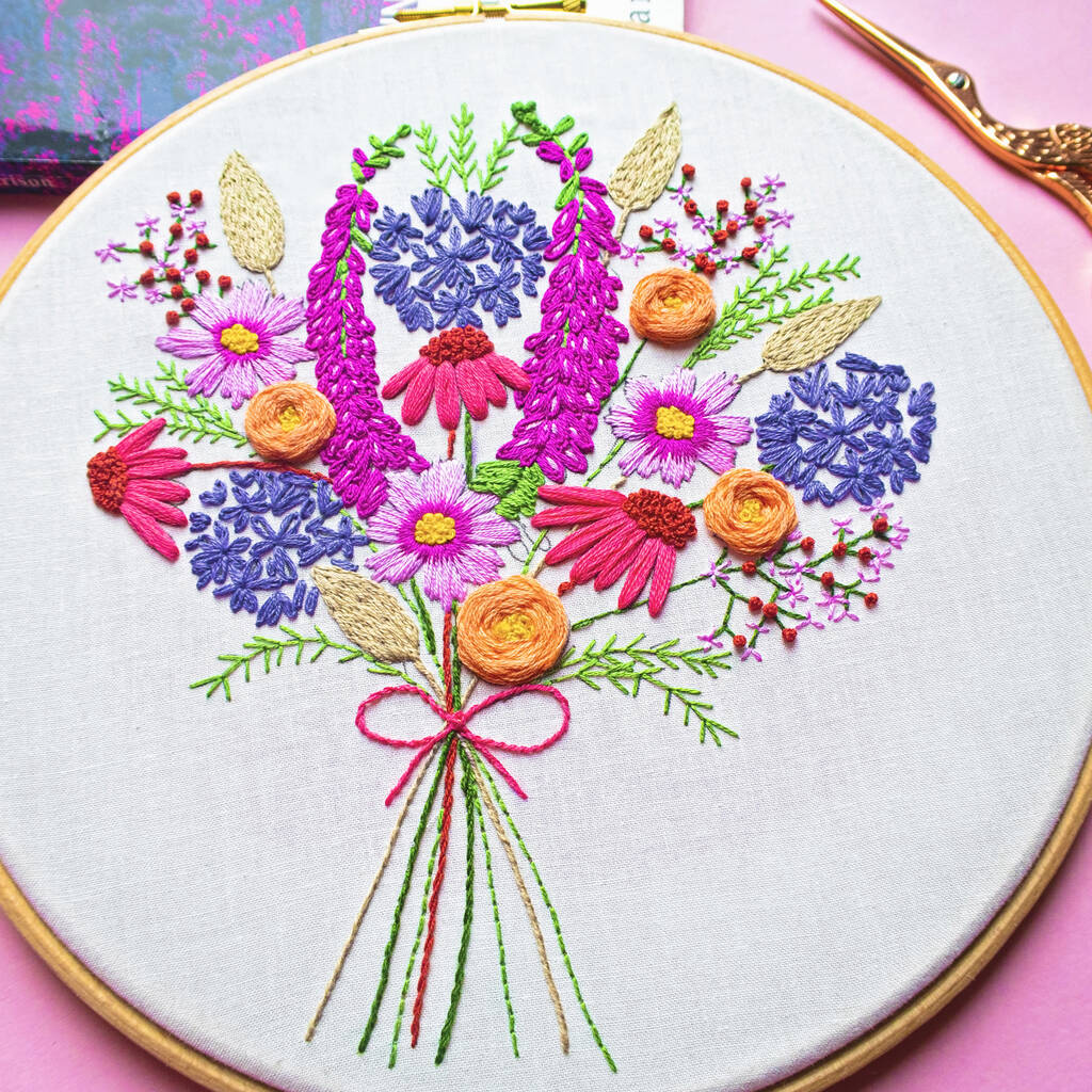Summer Bouquet Embroidery Kit, 1 of 4