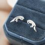 Sterling Silver Jumping Fox Stud Earrings, thumbnail 1 of 11