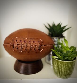 Mini American Football With Wooden Display Stand, 3 of 3