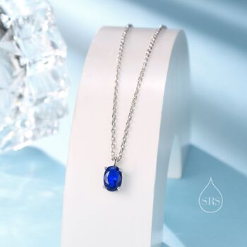Sterling Silver Oval Cz Pendant Necklace, 8 of 12