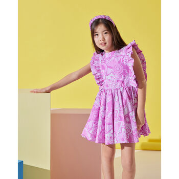Pinko Girls Cotton Dress With Matching Hairband, 6 of 7