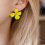Hand Painted Flower Shaped Stud Earrings In Colours, thumbnail 11 of 11
