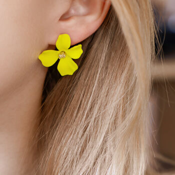 Hand Painted Flower Shaped Stud Earrings In Colours, 11 of 11