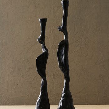 Handmade Black Brass Spiral Candle Holder Set, 2 of 12