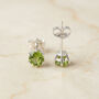 Tiny Sterling Silver August Peridot Birthstone Stud Earrings, thumbnail 3 of 4