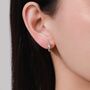 Sterling Silver Dainty Ribbon Bow Huggie Hoop Earrings, thumbnail 6 of 11