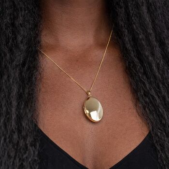 Personalised Large Solid 9ct Yellow Gold Diamond Oval Locket With Photos, 5 of 10