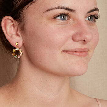 Tourmaline Gold Plated Silver Circle Earrings, 3 of 4