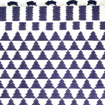 Navy And White Handwoven Rug, 4 of 4