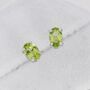 Natural Green Peridot Stud Earrings Sterling Silver, thumbnail 6 of 12