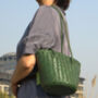 Hand Woven Genuine Leather Shopping Bucket Bag, thumbnail 5 of 12