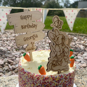 Personalised Rabbit And Duck Cake Topper Set Christening Birthday, 3 of 5