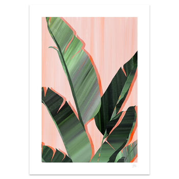 Pink And Green Banana Leaves Art Print, 2 of 8