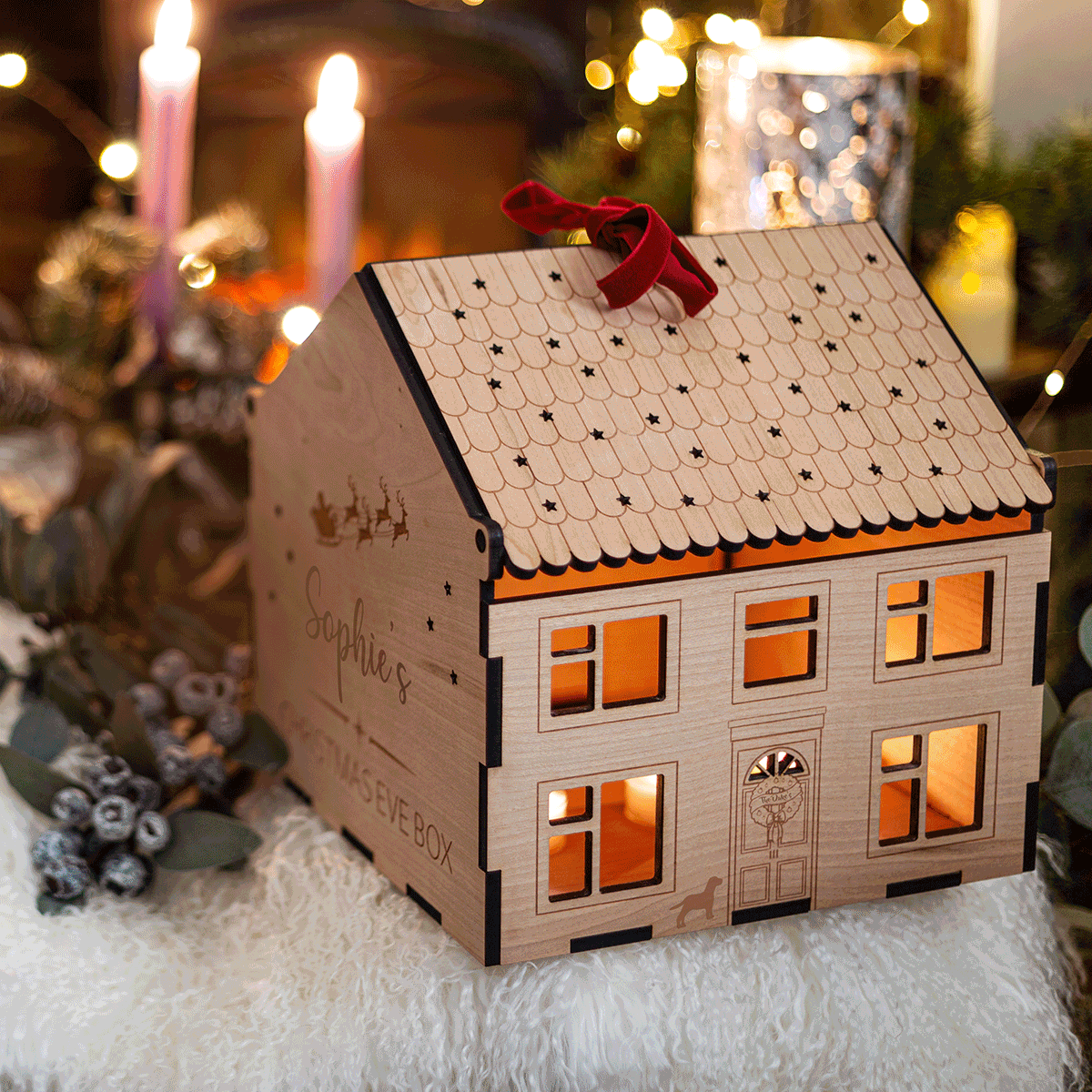Personalised Christmas Eve Box Wooden House, thumbnail 2 of 12